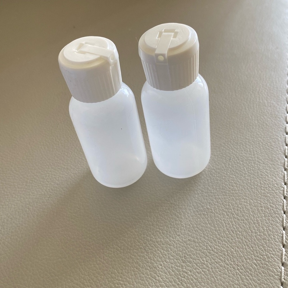 Set of Two White soft Travel Bottles